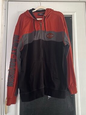 Harley-Davidson Red & Black Logo Zip up jacket with hood